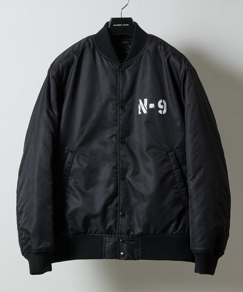 NUMBER (N)INE(ナンバーナイン)の「NYLON INSULATION STADIUM JACKET / ナイロン ロゴプリント 裏キルティング 中綿 スタジャン(スタジャン・メンズ・ブラック系2/ブラック系1/ブラック系3・2/3/4)」の20枚目の写真