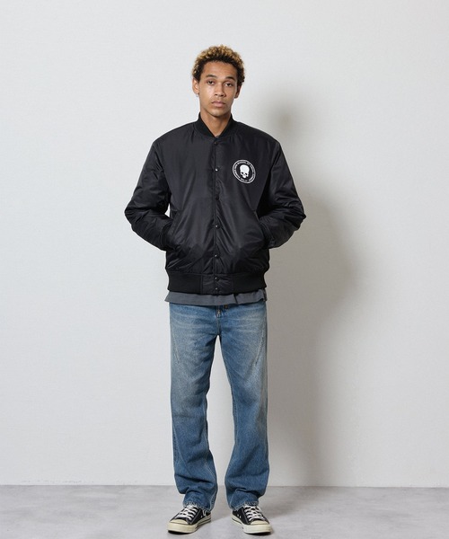 NYLON INSULATION STADIUM JACKET / ナイロン ロゴプリント 裏