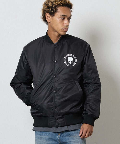 NYLON INSULATION STADIUM JACKET / ナイロン ロゴプリント 裏