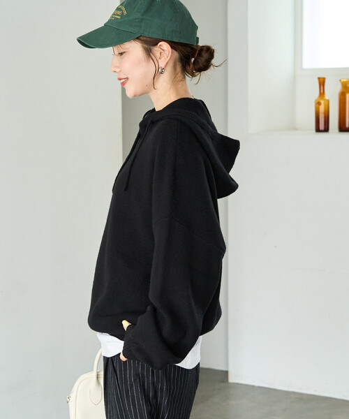 FREAK'S STORE（フリークスストア）の「限定展開　<セットアップ対応>ボタン フード ニット プルオーバー（ニット/セーター・レディース・ナチュラル/ブラウン/ネイビー/ブラック/グレー・ﾌﾘ-）」の7枚目の写真