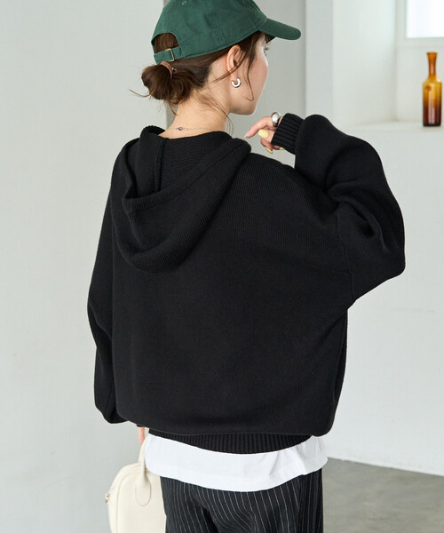 FREAK'S STORE（フリークスストア）の「限定展開　<セットアップ対応>ボタン フード ニット プルオーバー（ニット/セーター・レディース・ナチュラル/ブラウン/ネイビー/ブラック/グレー・ﾌﾘ-）」の8枚目の写真