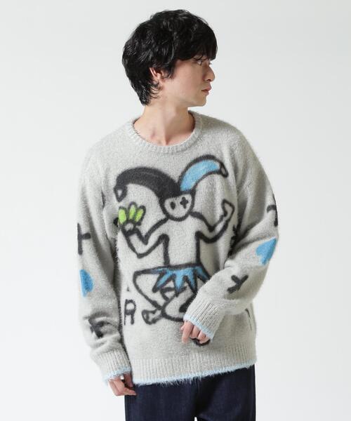ROYAL FLASH(ロイヤルフラッシュ)の「guernika/ゲルニカ/Knit Sweater (Trump)(ニット/セーター・メンズ・グレー/ベージュ・F)」の3枚目の写真