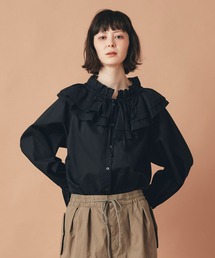 ダブルフリルカラー & リボン ブラウス AT THE TRNK