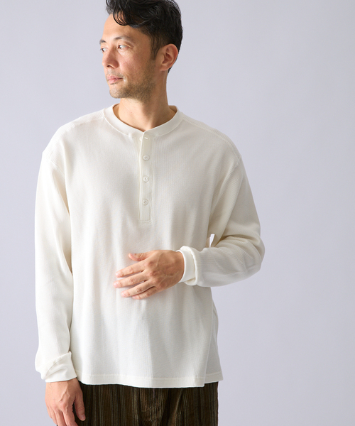 EDIFICE(エディフィス)の「ソフト ワッフル ヘンリー ロングスリーブ(Tシャツ/カットソー・メンズ・ホワイト/ブラック・MEDIUM/LARGE)」の5枚目の写真