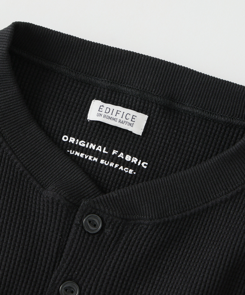 EDIFICE(エディフィス)の「ソフト ワッフル ヘンリー ロングスリーブ(Tシャツ/カットソー・メンズ・ホワイト/ブラック・MEDIUM/LARGE)」の9枚目の写真
