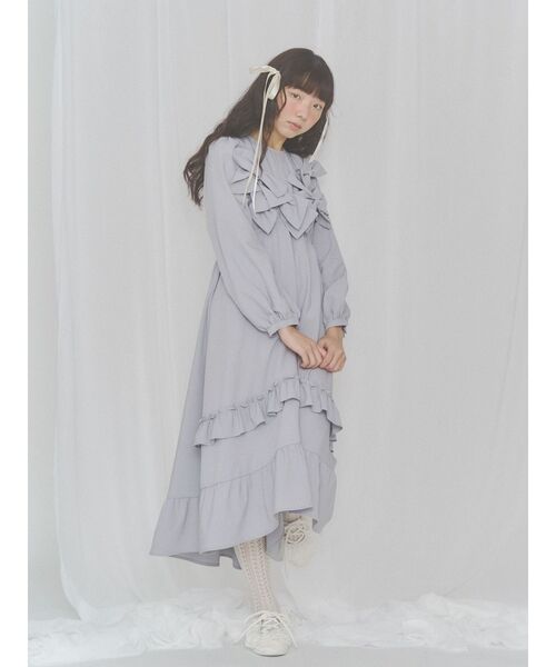 merry jenny（メリージェニー）の「リボンロングテールワンピース（ワンピース・レディース・ブルー/チャコールグレー/ベージュ・FREE）」の9枚目の写真