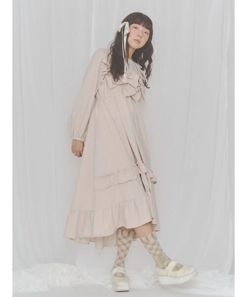 merry jenny（メリージェニー）の「リボンロングテールワンピース（ワンピース・レディース・ブルー/チャコールグレー/ベージュ・FREE）」の11枚目の写真