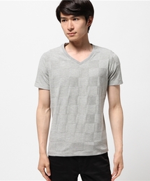 Anoutcommune | ANOUTCOMMUNE : Checker Lacquard V Neck S/S T(Tシャツ/カットソー)