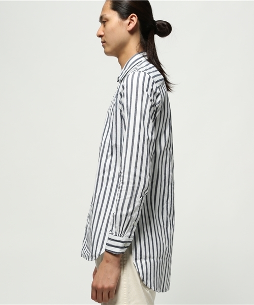 KICS DOCUMENT.(キクス ドキュメント)の「ヘビーOX インディゴ ストライプ ロングシャツ(シャツ/ブラウス・メンズ・Navy・3)」の3枚目の写真