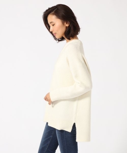 GLOBAL WORK（グローバルワーク）の「3ゲージストレッチブークレＶプルオーバー/729136（ニット/セーター・レディース・ブラック/グレー/ホワイト/ブルー系その他・SMALL/MEDIUM/LARGE）」の9枚目の写真