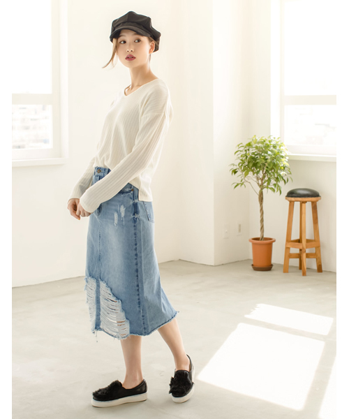 Re:EDIT（リエディ）の「[リエディ]リブニットソートップス[リエディオリジナル]トップス/ニットトップス（ニット/セーター・レディース・ブラウン/ボルドー/モカ/ブラック/アイボリー/カーキ/ベージュ/グレー/ライトピンク/ライトブルー・LARGE/MEDIUM/X-LARGE）」の22枚目の写真