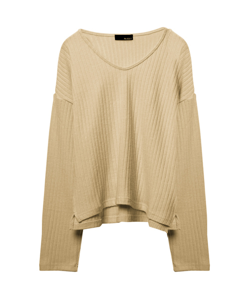 Re:EDIT（リエディ）の「[リエディ]リブニットソートップス[リエディオリジナル]トップス/ニットトップス（ニット/セーター・レディース・ブラウン/ボルドー/モカ/ブラック/アイボリー/カーキ/ベージュ/グレー/ライトピンク/ライトブルー・LARGE/MEDIUM/X-LARGE）」の11枚目の写真