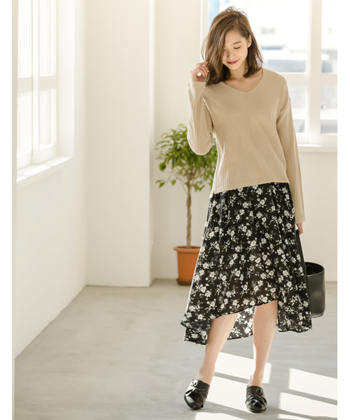 Re:EDIT（リエディ）の「[リエディ]リブニットソートップス[リエディオリジナル]トップス/ニットトップス（ニット/セーター・レディース・ブラウン/ボルドー/モカ/ブラック/アイボリー/カーキ/ベージュ/グレー/ライトピンク/ライトブルー・LARGE/MEDIUM/X-LARGE）」の12枚目の写真