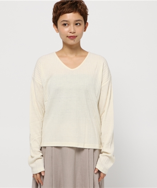Re:EDIT（リエディ）の「[リエディ]リブニットソートップス[リエディオリジナル]トップス/ニットトップス（ニット/セーター・レディース・ブラウン/ボルドー/モカ/ブラック/アイボリー/カーキ/ベージュ/グレー/ライトピンク/ライトブルー・LARGE/MEDIUM/X-LARGE）」の15枚目の写真