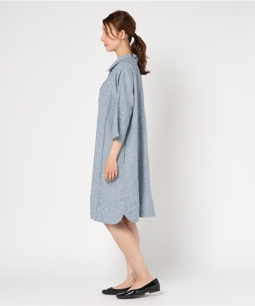 LBC（エルビーシー）の「レーヨン麻3WAY袖ロールアップワンピース（ワンピース・レディース・ホワイト/ブラック/ブルー・MEDIUM/LARGE）」の5枚目の写真