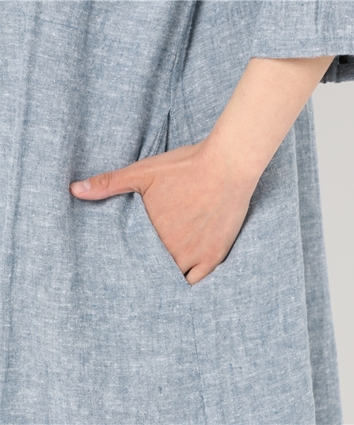 LBC（エルビーシー）の「レーヨン麻3WAY袖ロールアップワンピース（ワンピース・レディース・ホワイト/ブラック/ブルー・MEDIUM/LARGE）」の9枚目の写真