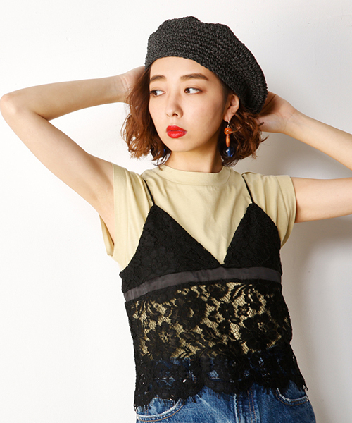 SLY（スライ）の「LACE BRALETTE C/A（キャミソール・レディース・ブラック/ブラウン/イエロー系その他・FREE）」の2枚目の写真