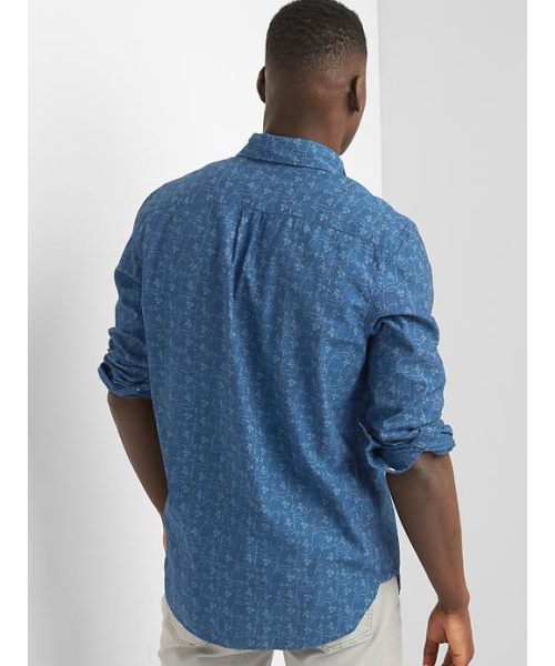 GAP(ギャップ)の「Gap デニムフローラル スタンダードフィットシャツ(シャツ/ブラウス・メンズ・ネイビー・XL/L/XXS/S/XS/M)」の2枚目の写真