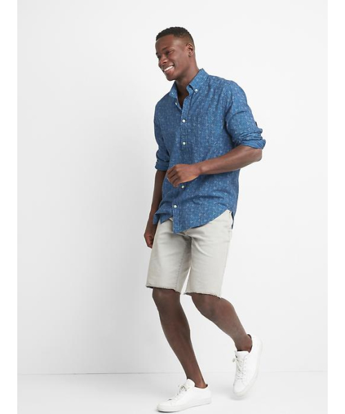 GAP(ギャップ)の「Gap デニムフローラル スタンダードフィットシャツ(シャツ/ブラウス・メンズ・ネイビー・XL/L/XXS/S/XS/M)」の3枚目の写真