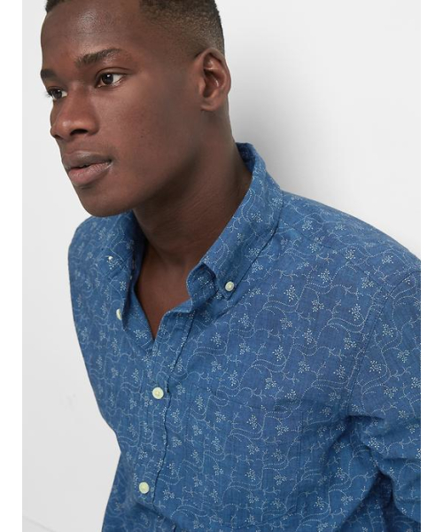 GAP(ギャップ)の「Gap デニムフローラル スタンダードフィットシャツ(シャツ/ブラウス・メンズ・ネイビー・XL/L/XXS/S/XS/M)」の4枚目の写真