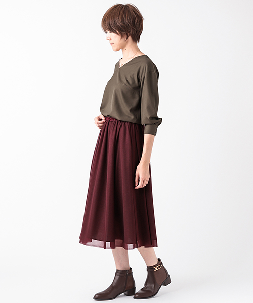 un dix cors（アンディコール）の「ジョーゼットＶネックブラウス（シャツ/ブラウス・レディース・ホワイト/ブラック/カーキ/イエロー/ピンク・ﾌﾘ-）」の20枚目の写真