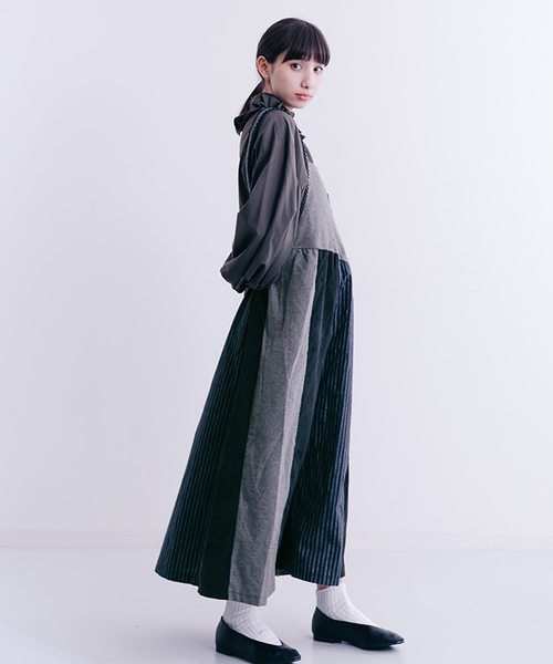 MERLOT（メルロー）の「パッチワークジャンパースカートワンピ2392