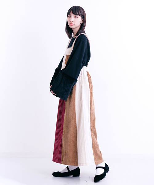 MERLOT（メルロー）の「パッチワークジャンパースカートワンピ2392（ワンピース・レディース・ワイン/ブラック/ネイビー・FREE）」の13枚目の写真