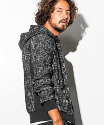 1PIU1UGUALE3 RELAX(ウノピゥウノウグァーレトレ)360°ストレッチツイードフードパーカ