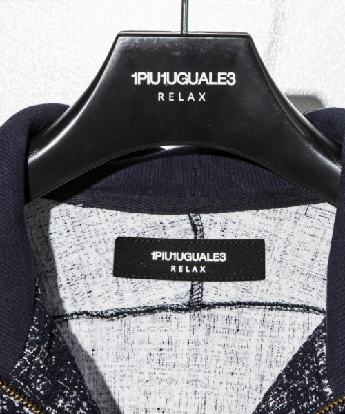 1PIU1UGUALE3 RELAX (ウノピゥウノウグァーレトレ リラックス)の「1PIU1UGUALE3 RELAX(ウノピゥウノウグァーレトレ)360°ストレッチツイードフードパーカ(パーカー・メンズ・ブラック/ネイビー・SMALL/MEDIUM/LARGE/X-LARGE/XX-LARGE)」の8枚目の写真