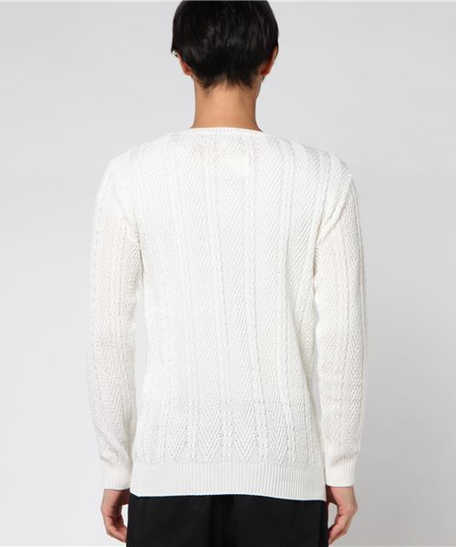 JACKROSE(ジャックローズ)の「2アミケーブルVネックニット(ニット/セーター・メンズ・ホワイト/ブラック/グレー・M/L)」の7枚目の写真