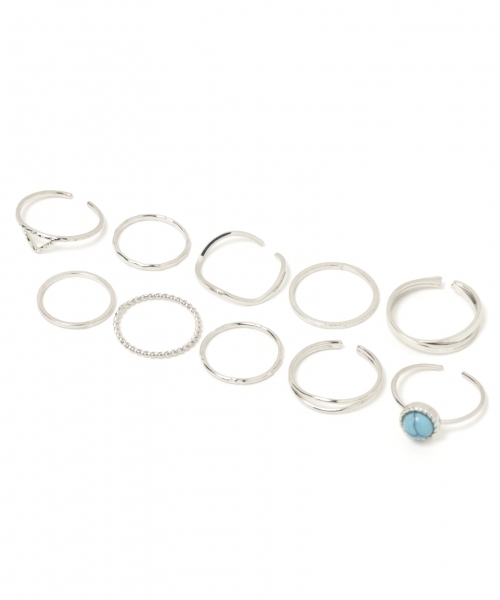 GLOBAL WORK（グローバルワーク）の「10セットリング/777997（リング・レディース・ライトグレー/ライトイエロー/イエロー系その他/ブルー・FREE）」の3枚目の写真