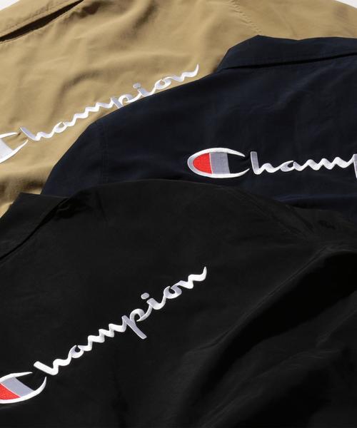 Champion(チャンピオン)の「【別注】 <CHAMPION(チャンピオン)> COACH JACKET/コーチジャケット ◆(ナイロンジャケット・メンズ・ブラック/ネイビー/ベージュ・LARGE/SMALL/MEDIUM)」の4枚目の写真
