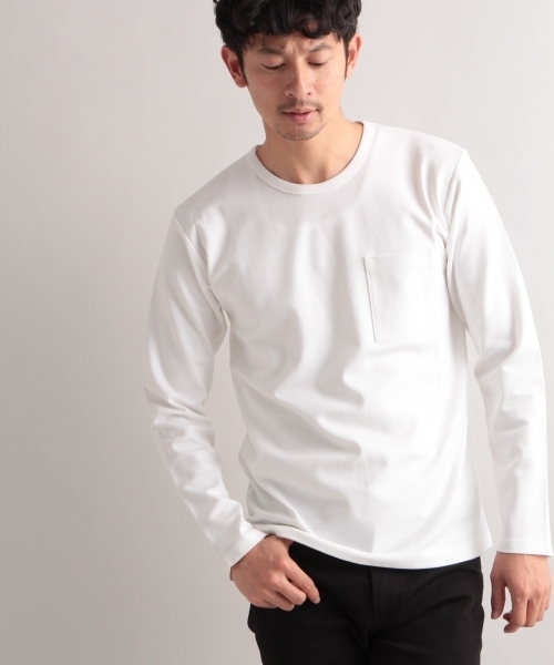 BLISS POINT（ブリスポイント）の「シルケットポンチクルー長袖/780368（Tシャツ/カットソー・メンズ・ブラック/ホワイト/グレー・MEDIUM/LARGE）」の2枚目の写真