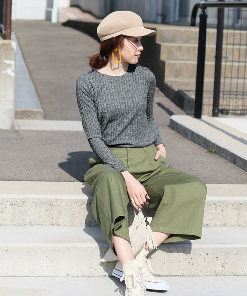 reca（レカ）の「【プチプラ】ふんわりやわらかリブ　春ニットソー（Tシャツ/カットソー・レディース・アイボリー/ブラック/グレー/パープル・FREE）」の11枚目の写真