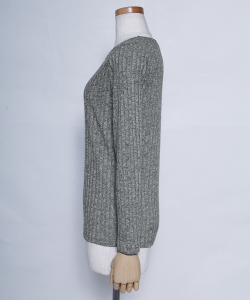 reca（レカ）の「【プチプラ】ふんわりやわらかリブ　春ニットソー（Tシャツ/カットソー・レディース・アイボリー/ブラック/グレー/パープル・FREE）」の12枚目の写真