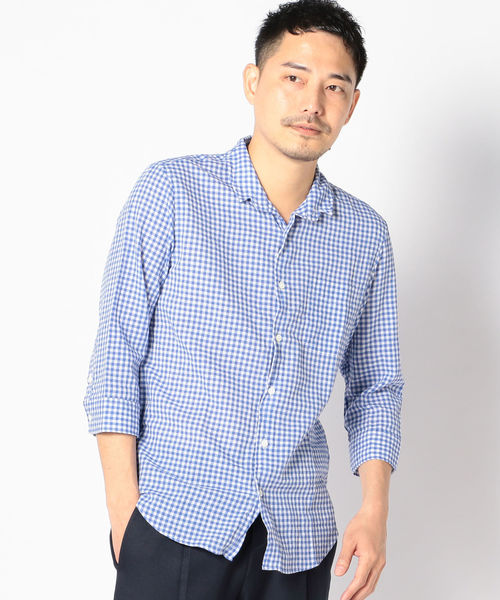 SHIPS(シップス)の「SU: 【COOL MAX】リネンシャツ ワイヤー 7スリーブ(シャツ/ブラウス・メンズ・ピンク/ライトブルー/ネイビー/ブラック/サックスブルー/ホワイト/ブルー系その他/ブルー系その他2/ホワイト系その他/スカイブルー/オリーブ・X-LARGE/LARGE/MEDIUM/SMALL)」の14枚目の写真