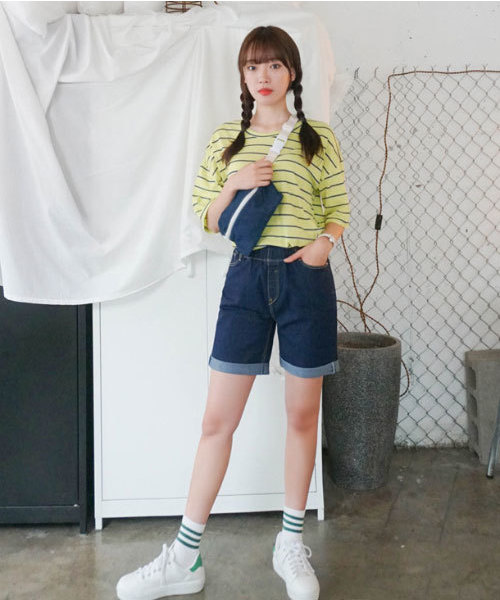 SONA（ソナ）の「SONYUNARA デイリーストライプTシャツ（Tシャツ/カットソー・レディース・ブラック/パープル/ライム/アイボリー/ライトベージュ・FREE）」の10枚目の写真