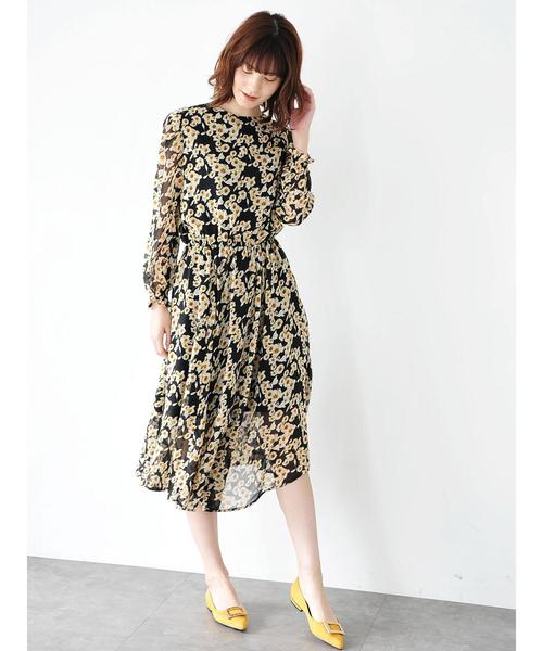 YECCA VECCA（イェッカヴェッカ）の「・レトロ花柄ワンピース（ワンピース・レディース・マスタード/グリーン/ブラック・FREE）」の14枚目の写真