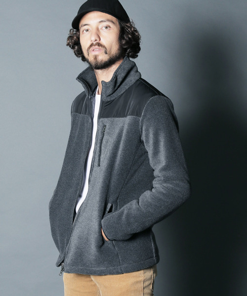 Magine(マージン)の「【Magine】FLEECE SWITCHING NYLON STAND JKT スタンドジャケット/1834-65(ブルゾン・メンズ・ブラック/ベージュ/グレー・44/46/48)」の1枚目の写真
