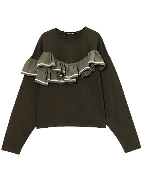 Candy Stripper（キャンディストリッパー）の「RANDOM FRILL DECORATED トップス（Tシャツ/カットソー・レディース・ネイビー/ブラック/チャコールグレー・2）」の3枚目の写真