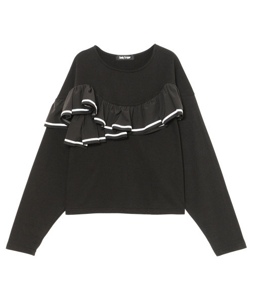 Candy Stripper（キャンディストリッパー）の「RANDOM FRILL DECORATED トップス（Tシャツ/カットソー・レディース・ネイビー/ブラック/チャコールグレー・2）」の10枚目の写真