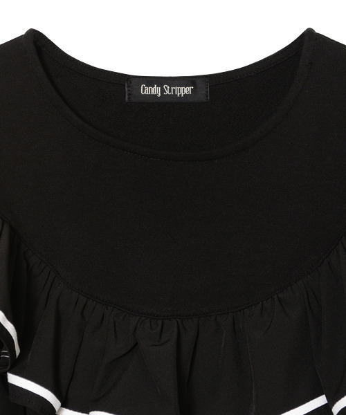 Candy Stripper（キャンディストリッパー）の「RANDOM FRILL DECORATED トップス（Tシャツ/カットソー・レディース・ネイビー/ブラック/チャコールグレー・2）」の4枚目の写真