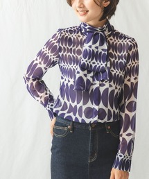 NARACAMICIE | グラデーションハーフドットプリントボウタイブラウス(シャツ/ブラウス)