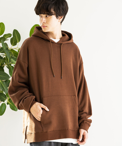 WEGO（ウィゴー）の「WEGO/サイドスリットカラー起毛プルパーカー（パーカー・メンズ・ホワイト/ブラック/ダークグリーン/ブラウン/レッド/イエロー系その他/イエロー/ライトパープル/ブルー系その他/ライトピンク/杢グレー/オレンジ系その他・SMALL/MEDIUM/LARGE/X-SMALL）」の4枚目の写真