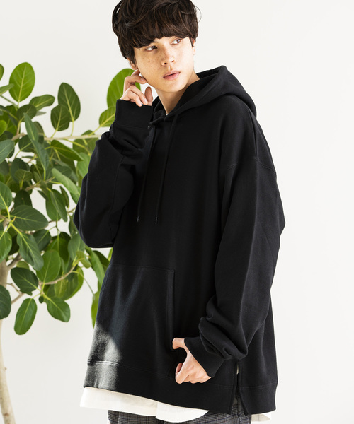 WEGO（ウィゴー）の「WEGO/サイドスリットカラー起毛プルパーカー（パーカー・メンズ・ホワイト/ブラック/ダークグリーン/ブラウン/レッド/イエロー系その他/イエロー/ライトパープル/ブルー系その他/ライトピンク/杢グレー/オレンジ系その他・SMALL/MEDIUM/LARGE/X-SMALL）」の2枚目の写真