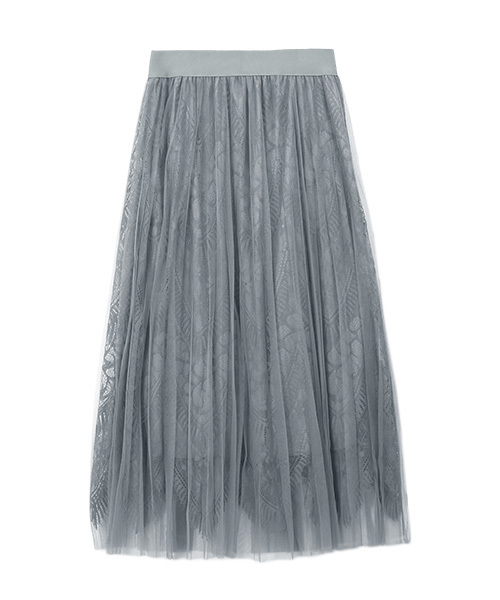 Pierrot(ピエロ)の「レース×プリーツ チュールスカート(スカート・レディース・ブラック/グレー/ピンク/アイボリー/ホワイト系その他・M)」の1枚目の写真