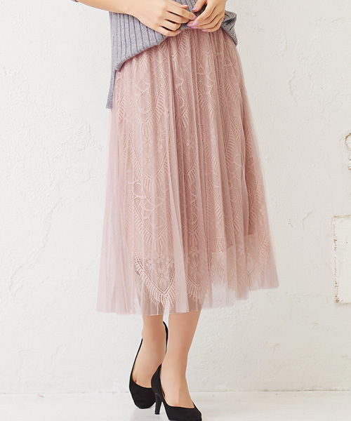 Pierrot(ピエロ)の「レース×プリーツ チュールスカート(スカート・レディース・ブラック/グレー/ピンク/アイボリー/ホワイト系その他・M)」の5枚目の写真