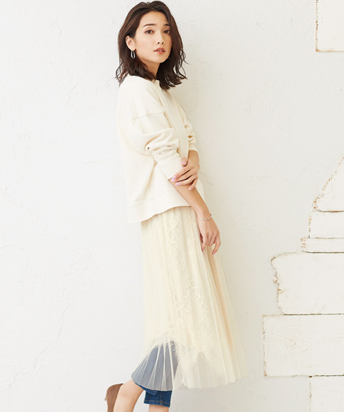 Pierrot(ピエロ)の「レース×プリーツ チュールスカート(スカート・レディース・ブラック/グレー/ピンク/アイボリー/ホワイト系その他・M)」の13枚目の写真