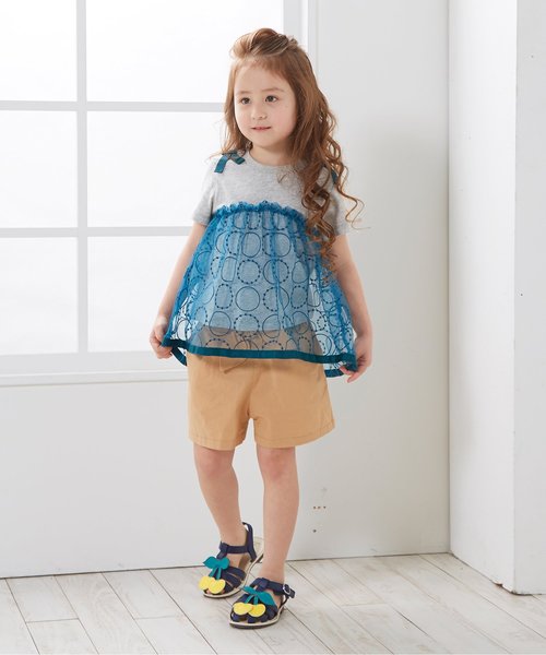 apres les cours（アプレレクール）の「リボンキュロットパンツ（その他パンツ・キッズ・ダークグリーン/ローズ/チェック/ベージュ/サックスブルー・130/120/90/110/100/80/140）」の18枚目の写真