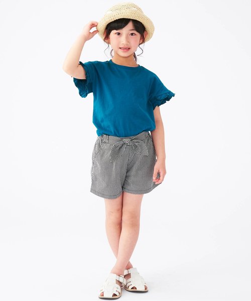 apres les cours（アプレレクール）の「リボンキュロットパンツ（その他パンツ・キッズ・ダークグリーン/ローズ/チェック/ベージュ/サックスブルー・130/120/90/110/100/80/140）」の8枚目の写真